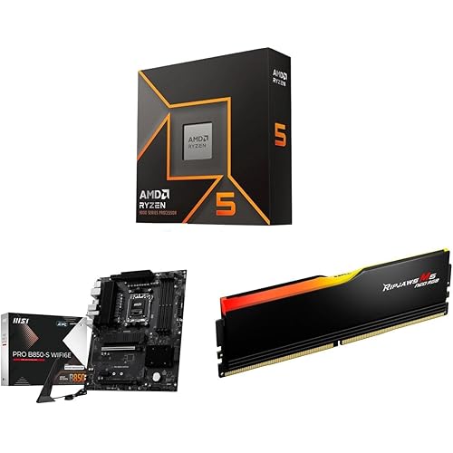 Newegg CPU Motherboard Memory Combo - Ryzen 5 9600X with PRO B850-S WIFI6E 6Gb/s 5G Network Wi-Fi6E Motherboard and Ripjaws M5 Neo RGB Series 16GB 288-Pin PC RAM DDR5 6000 (PC5 48000) Desktop Memory
