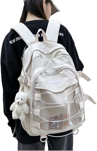 ZESU Korean Backpack, Womens, Korean, Large Capacity, Backpack, Town Backpack, Popular for Girls, Commuting to Work or School, Students, Unisex, High School Students, Mens, Outdoor Activities, Black