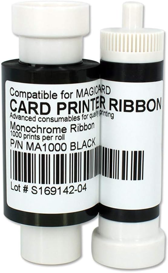 MA1000K-Black Monochrome Ribbon for Magicard Enduro3E Enduro Card Printers, 1000 Prints
