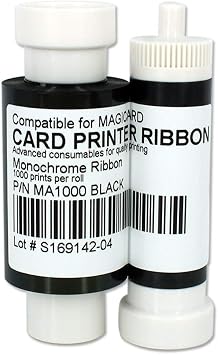 MA1000K-Black Monochrome Ribbon for Magicard Enduro3E Enduro Card Printers, 1000 Prints