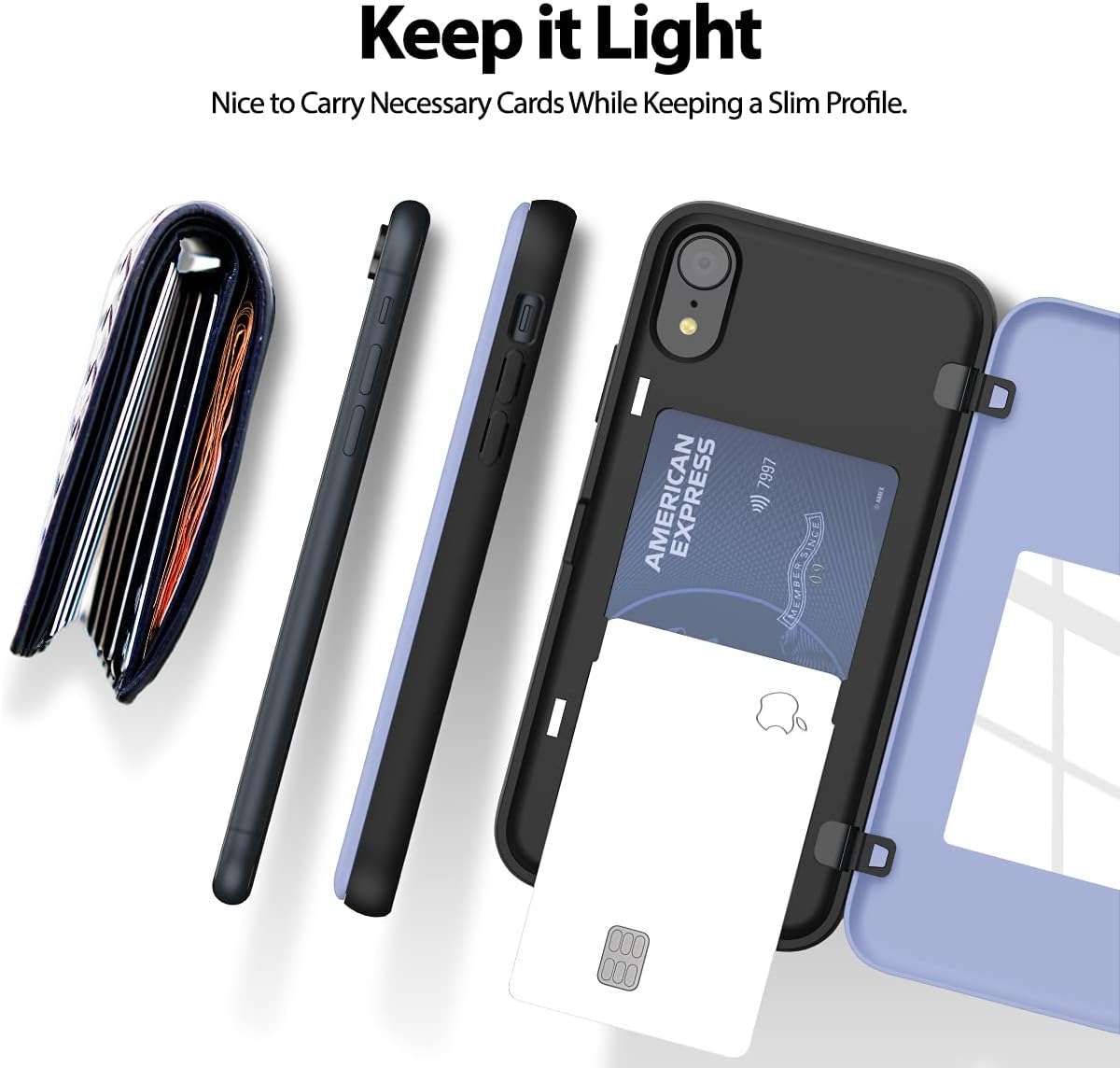 GOOSPERY Magnetic Door Bumper Compatible with iPhone XR, Card Holder Wallet Easy Magnet Auto Closing Protective Dual Layer Sturdy Phone Back Cover - Lilac Purple - Image 7