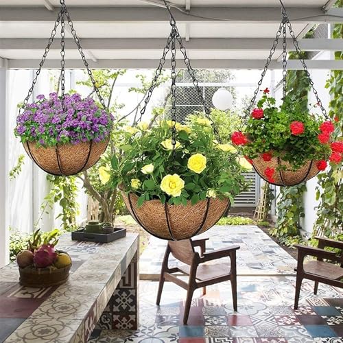 VIREYA 3 Pack, 20 Inch Hanging Baskets Chain, Hanging Chains with Hooks Flower Pot Chain Replacement Plant Hangers for Planters, Bird Feeders and Lanterns (Hook, 3)