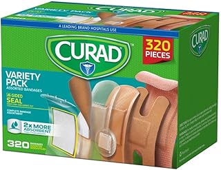 Curad Bulk Variety Pack Assorted Bandages, Flex-Fabric, Waterproof, Plastic, Knuckle, Heavy Duty Bandages (320Count)