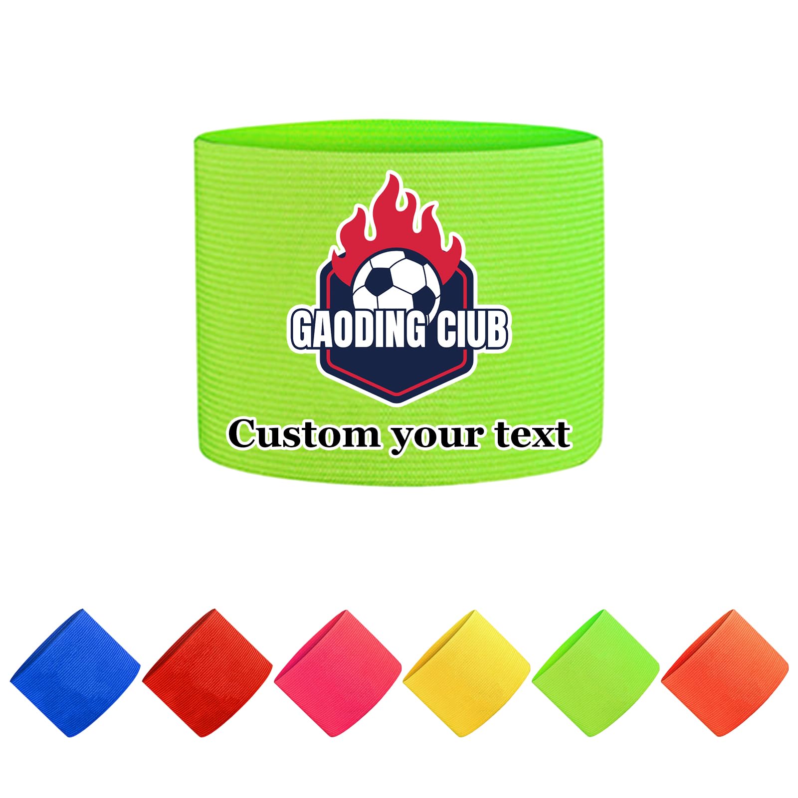Personalised Captain Armband Adjustable Soccer Arm Bands with Custom Text/Logo | 3 Sizes6 Colors for Football/Rugby/Basketball Teams (Green)