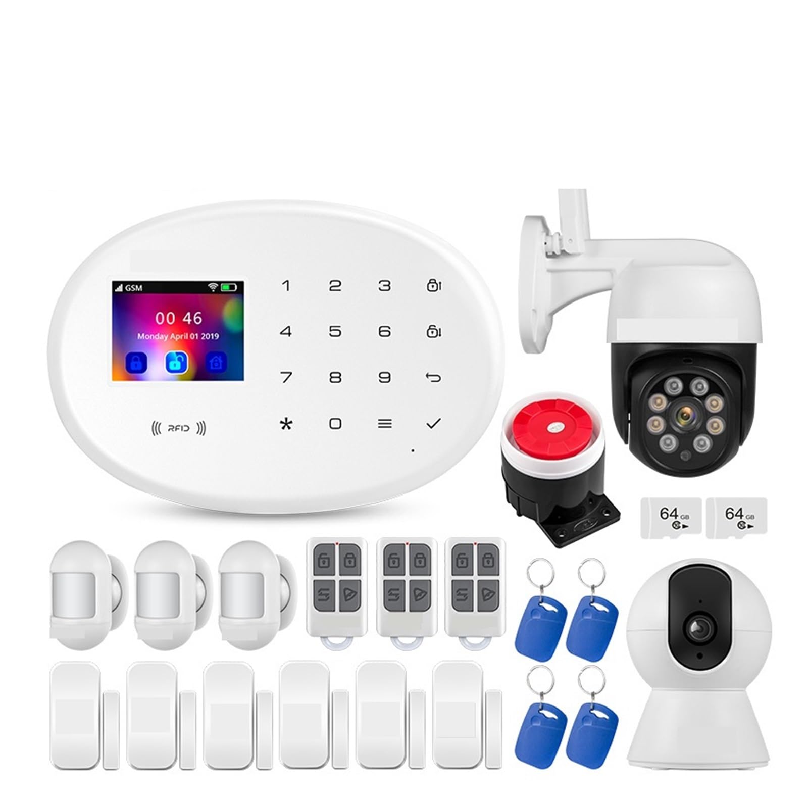 Zestaw Systemu Alarmowego 4G GSM Tuya Inteligentny Alarm Domowy Współpracuje Z Czujnikiem Ruchu Kamery Bezpieczeństwa Do domu i garażu(KIT 2)