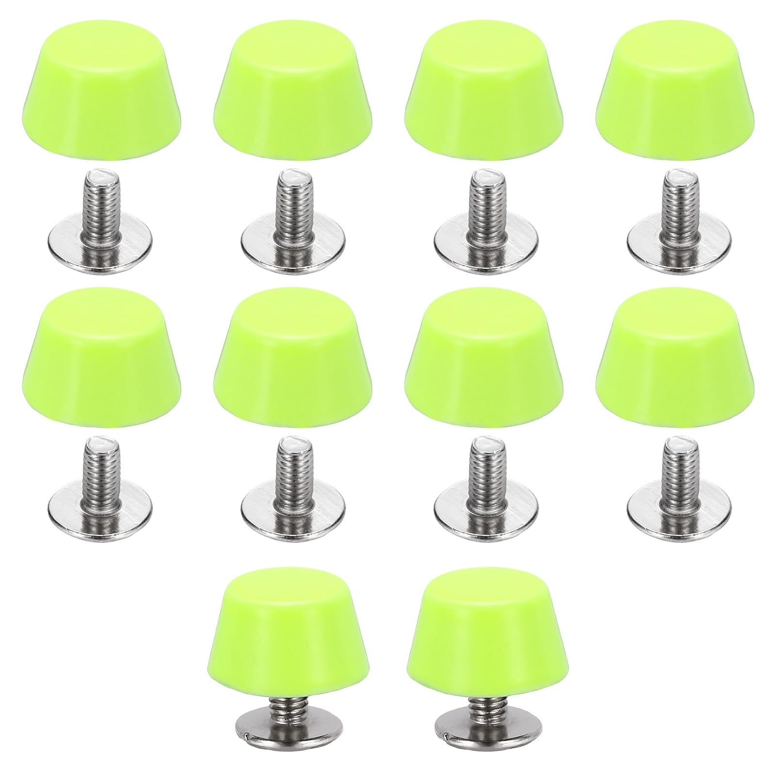sourcing map 10 Sets Rivets Stud Handbag Purse Feet 12mm / 1/2" Screw Back Spikes Nailhead Flat Head Stud Rivet Buckle Leathercraft for Leather DIY Collar Belt Bag Totes, Fluorescent Green