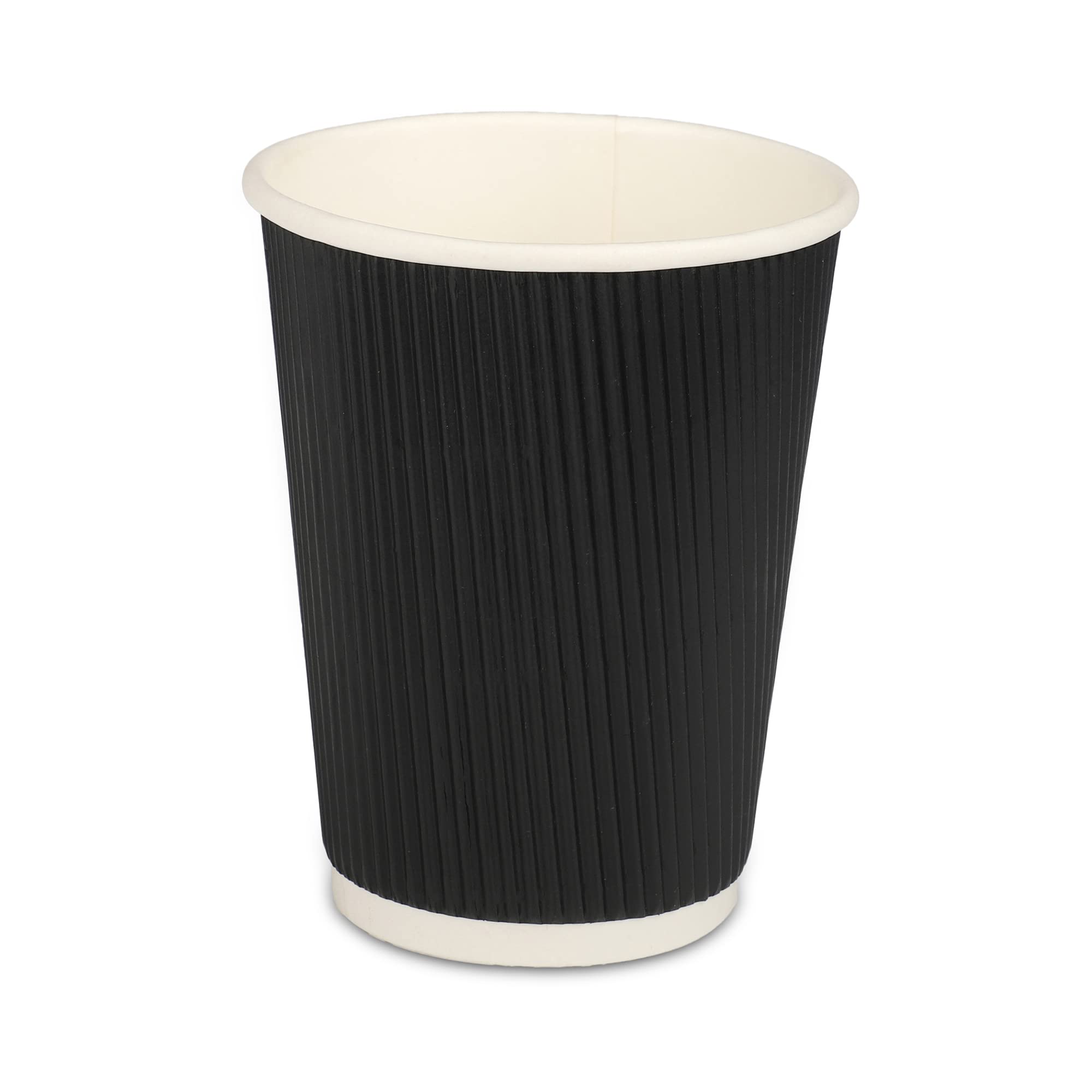 Ripple Paper Disposable Tea/Coffee Cups, Set of 25 pcs, 350 ml - Black