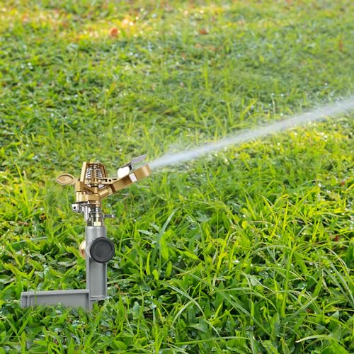 LIULO TOOL 2 Pack Zinc Alloy Impact Sprinklers for Yard, Stainless Steel Pulsating Water Sprinkler Head on Spike Base, Adjustable Water Sprinklers for Large Area Patio Lawn Garden Irrigation - Thumbnail 6
