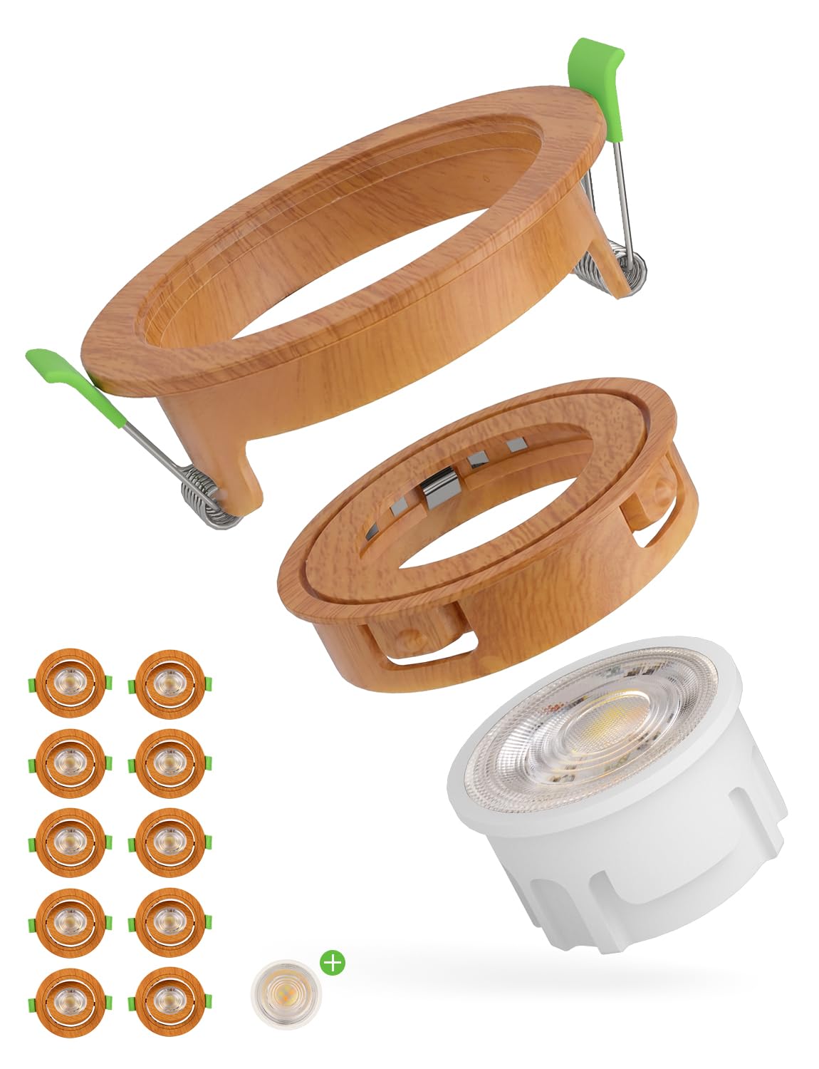 HOMEOW Focos Led Interior Techo Regulable Ojos de Buey Led IP44 Baño | Downlight Led 230V Dimmable Madera, Foco Empotrado Techo Led 72mm - 80mm 5W Cocina, Pack of 10 + 1 LED reemplazable