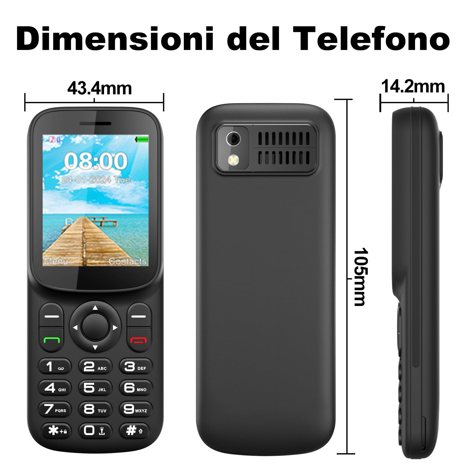 4G LTE Mini Telefono Cellulare per Anziani con Doppio Nano SIM, Compatto