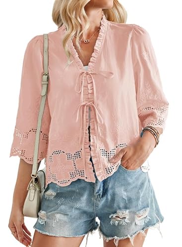 Falechay Cute Tops Tie Front Top for Womens Tunic Tops