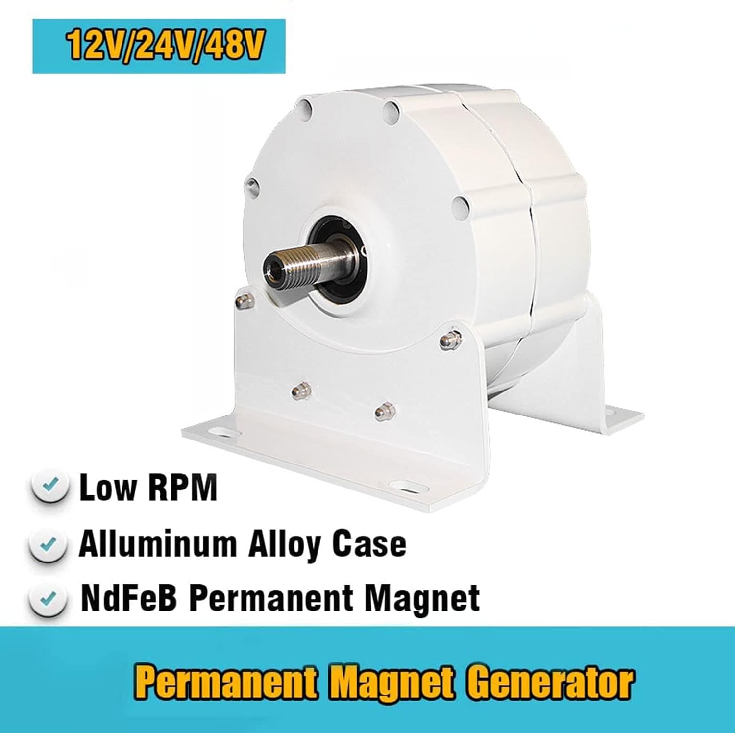400W 500W 600W 800W Three Phase AC Permanent Magnet Generator, Household Small Water Power Wind Power Turbine, Rare Earth NdFeB Brushless Electric Motor,500W-24V