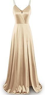 Women's Gorgeous Spaghetti Strap V Neck Stain Split Evening Party Maxi Dress - Buy now