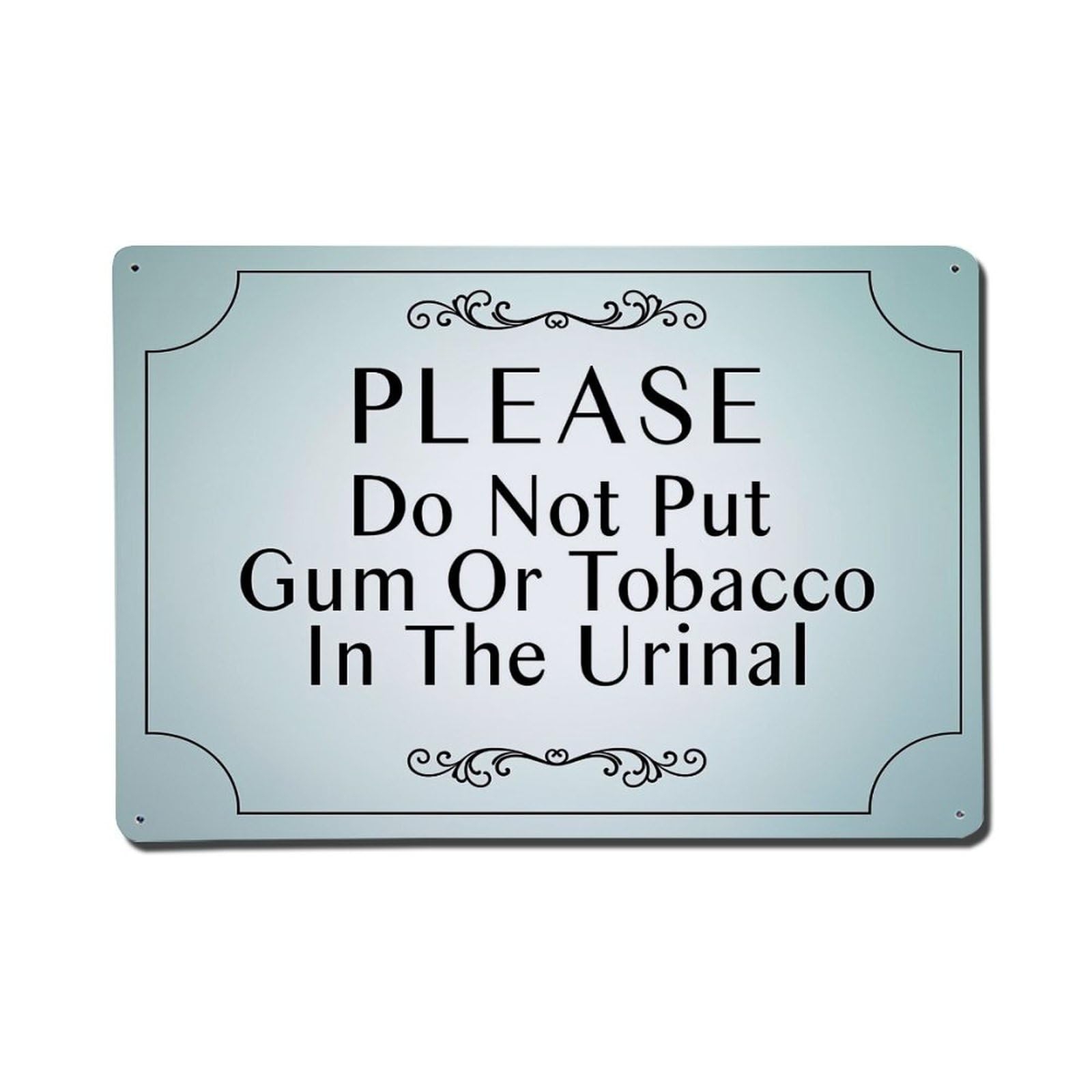 Jdfenggu Vintage Please Do Not Put Gum Or Tobacco In The Urinal Retro Metal Tin Sign, Metal Poster For Bar, Home, Man Cave, Kitchen, Laundry Room Art Decor 8X12 Inch