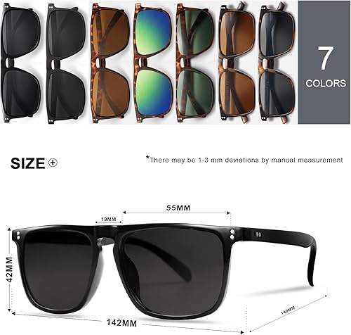 Miniatura 4 de VANLINKER Gafas de sol cuadradas polarizadas para hombres y mujeres, sombras oscuras con protección UV para conducir VL9748