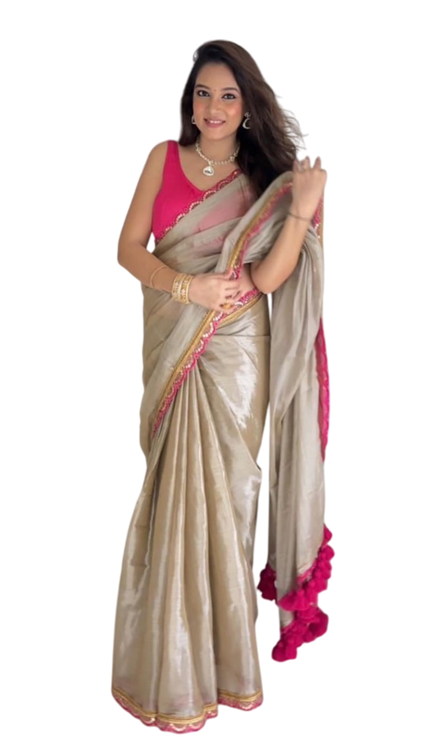 Women's Two-Tone Soft Erode Silk Saree with Lace Border, Banglori Blouse Piece