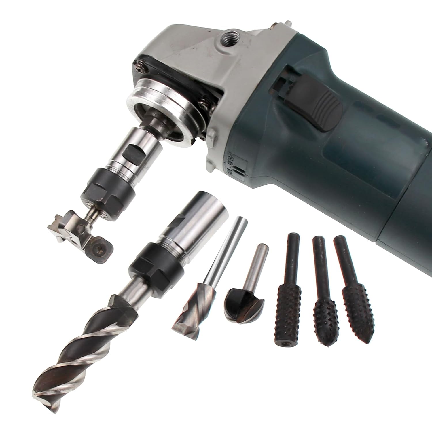 Sphere Rotary Alloy Burr 5/8"-11 Thread Angle Grinder Extension Shaft Set for 4-1/2" and 5" Angle Grinder, Carbon Steel Ball Gouge Angle Grinder Attachments Woodworking Spherical Drill Router Bit Set