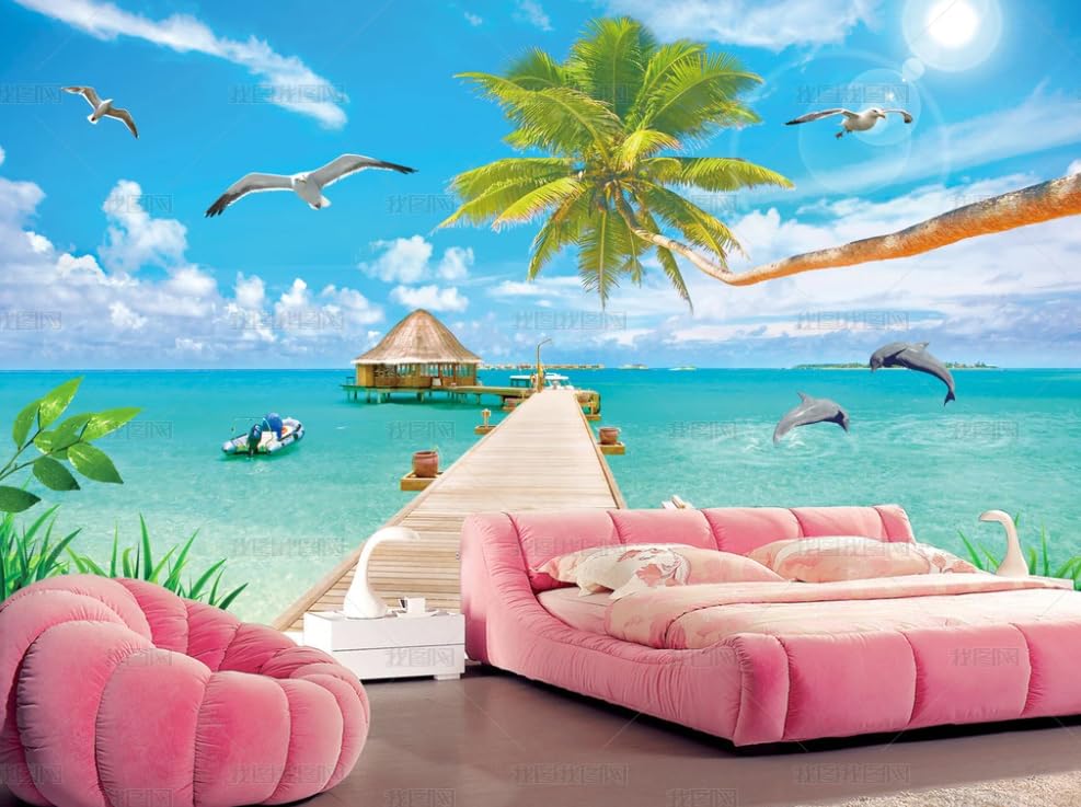 Poster géant mural vue de la mer papier peint intissé pour créer un salon évasion