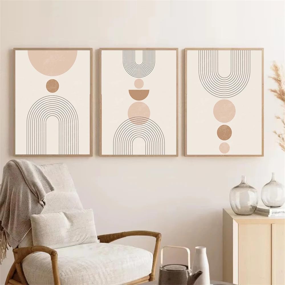 CLJKDX Abstract Boho Pink Beige Geometry Line Posters Wall Art Canvas Painting Modern Minimalist Print Pictures Living Room Home Decor-40 * 60cm*3PCS (No Frame)