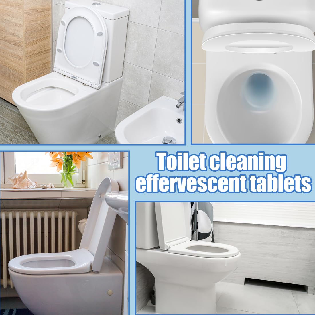 Pastiglie Anticalcare WC 24 Pezzi, Detergente Effervescente per Cassetta WC e Tazza, Pastiglie Pulizia WC con Bicarbonato, Rimuove Calcare Incrostazioni Macchie e Odori, Azione Rapida