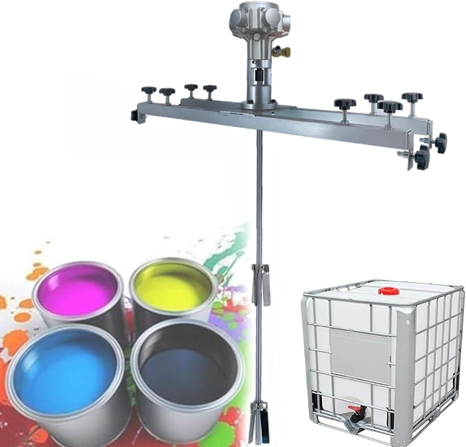Ibc Air Agitator, Pneumatic Tank Mixer Machine, Stirring Capacity: 1000L, Adjustable Size, For Paint Coating Materials Viscous Liquid Ink Dissolver(H005)