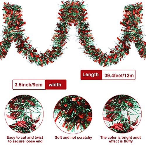 39.4 Feet Christmas Tinsel Garland Metallic Twist Garland Shiny Hanging Garland Ornaments For Christmas Tree Party Supplies Indoor And Outdoor Decoration (Red And Green) #TOP2