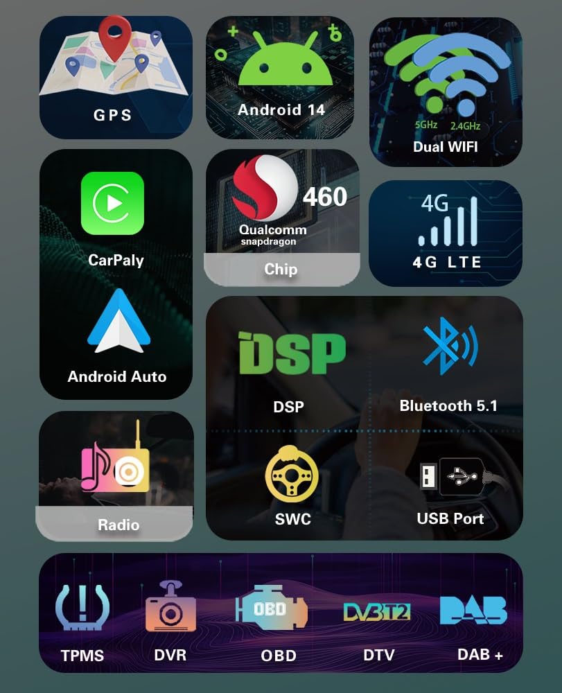 8GB 128GB Android 16 Autoradio per VW Polo 6R Golf 5/6 Touran Tiguan Škoda | 7" Qualcomm CarPlay Android Auto GPS NavigatoreWifi Bluetooth 5.1 DSP Canbus SWC Schermo Tattile