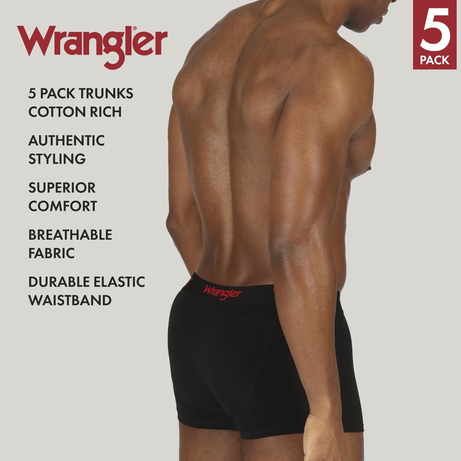 Wrangler Bokserki męskie Willox (5 sztuk), Czarny, XL