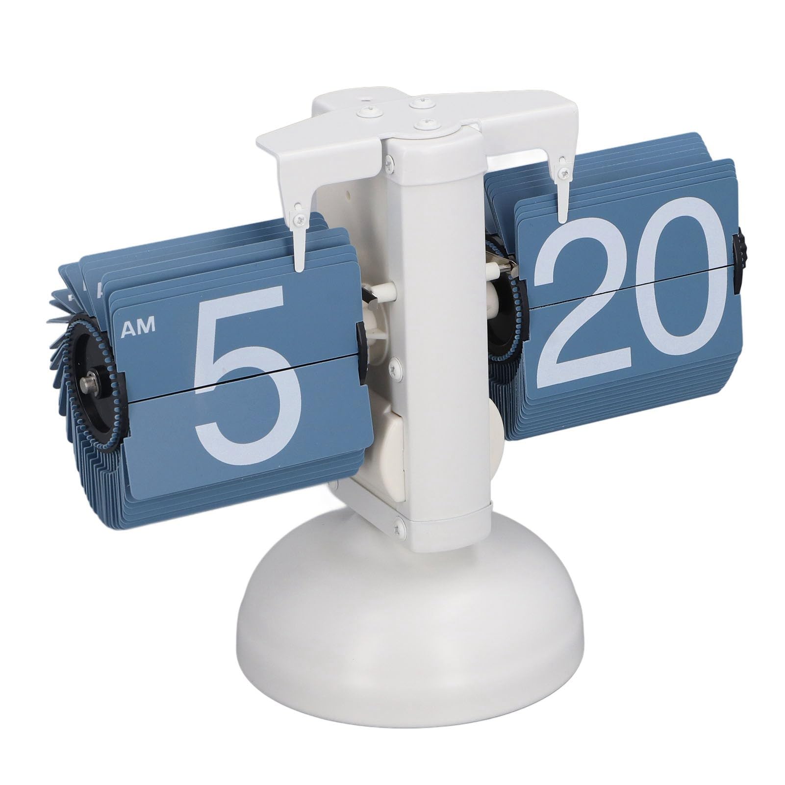 VGEBY Mechanische Flip-Uhr, Einbeinige Europäische Vintage-Seitendrehuhr, Flip-Down-Uhr für Wohnzimmer (Weißer Rahmen, Blaue Seite)