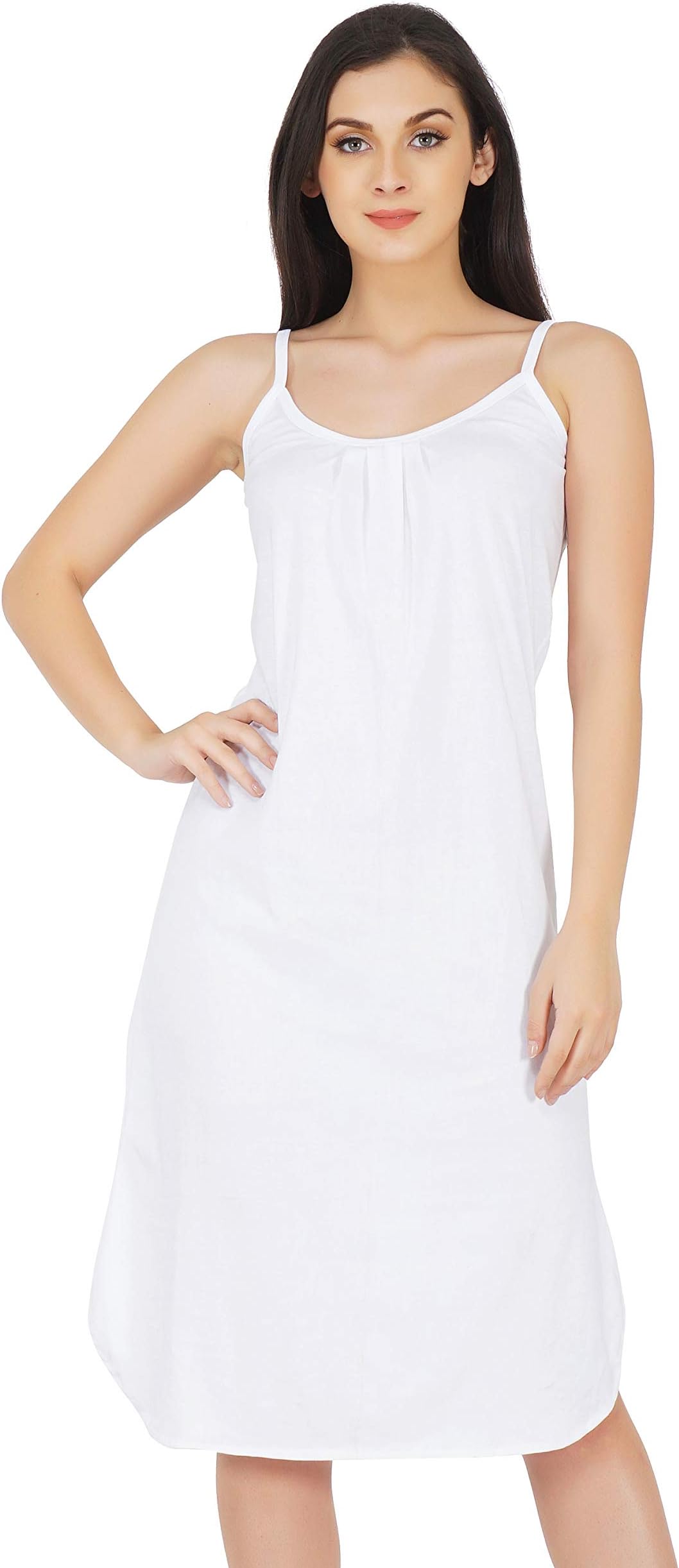 BLAZONWomen's Cotton Solid Knee Length Nightdress