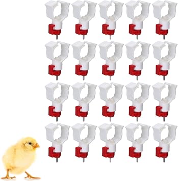 20 Pack Chicken Water Nipples, Leakproof Chicken Waterer Nipples with Drill Bits, Stainless Steel & Plastic Poultry Watering System Poultry Water Nipple Drinker Feeders for Poultry Chicken Duck Bird