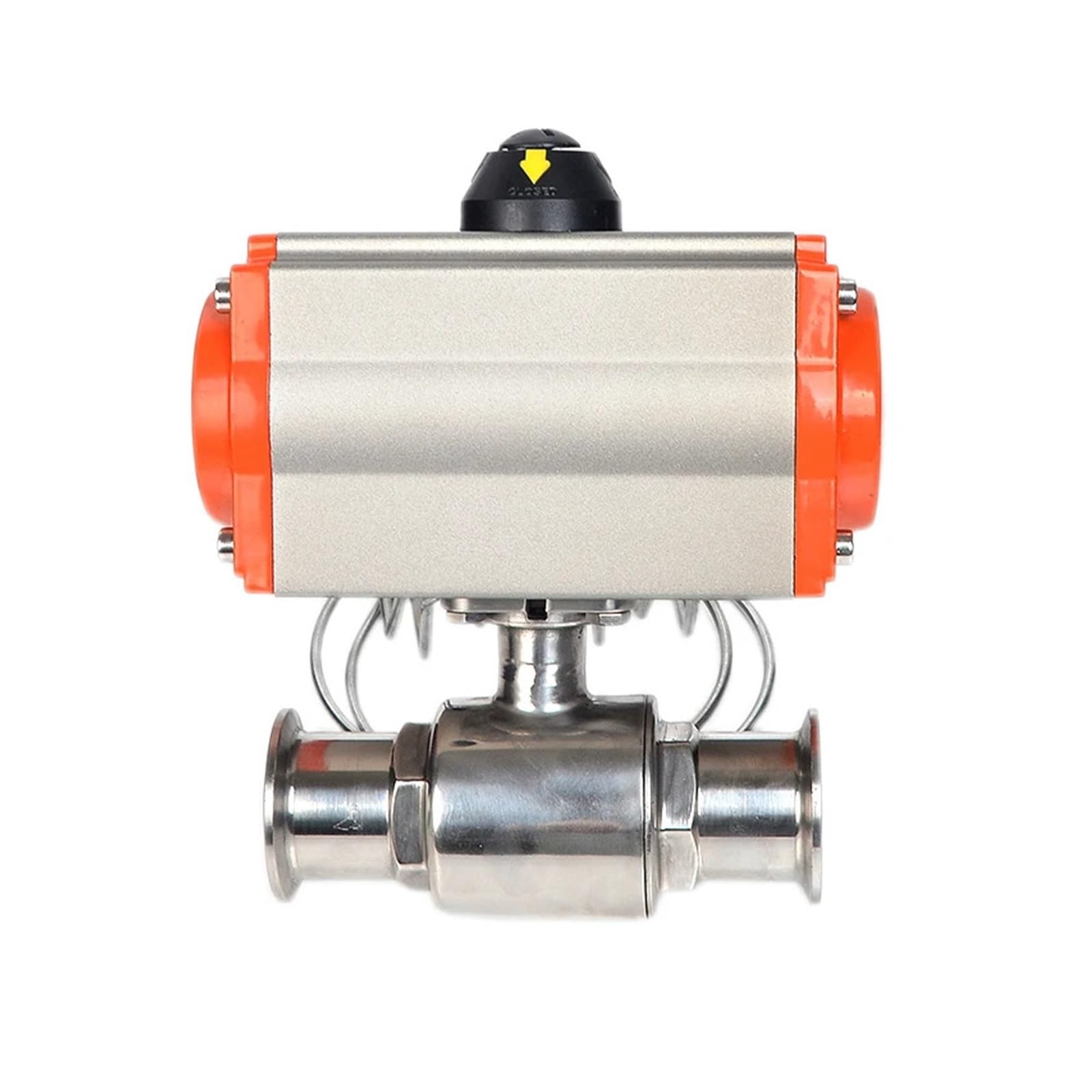 19mm Sanitary Ball Valve Tri Clamp Ferrule Type 304 Stainless Steel With Double Acting Cylinder