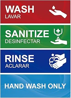 Magicfour Wash Rinse Sanitize Sink Labels, 4 Pack 3 Compartment Sink Waterproof Sticker Signs for Wash Station, Commercial...