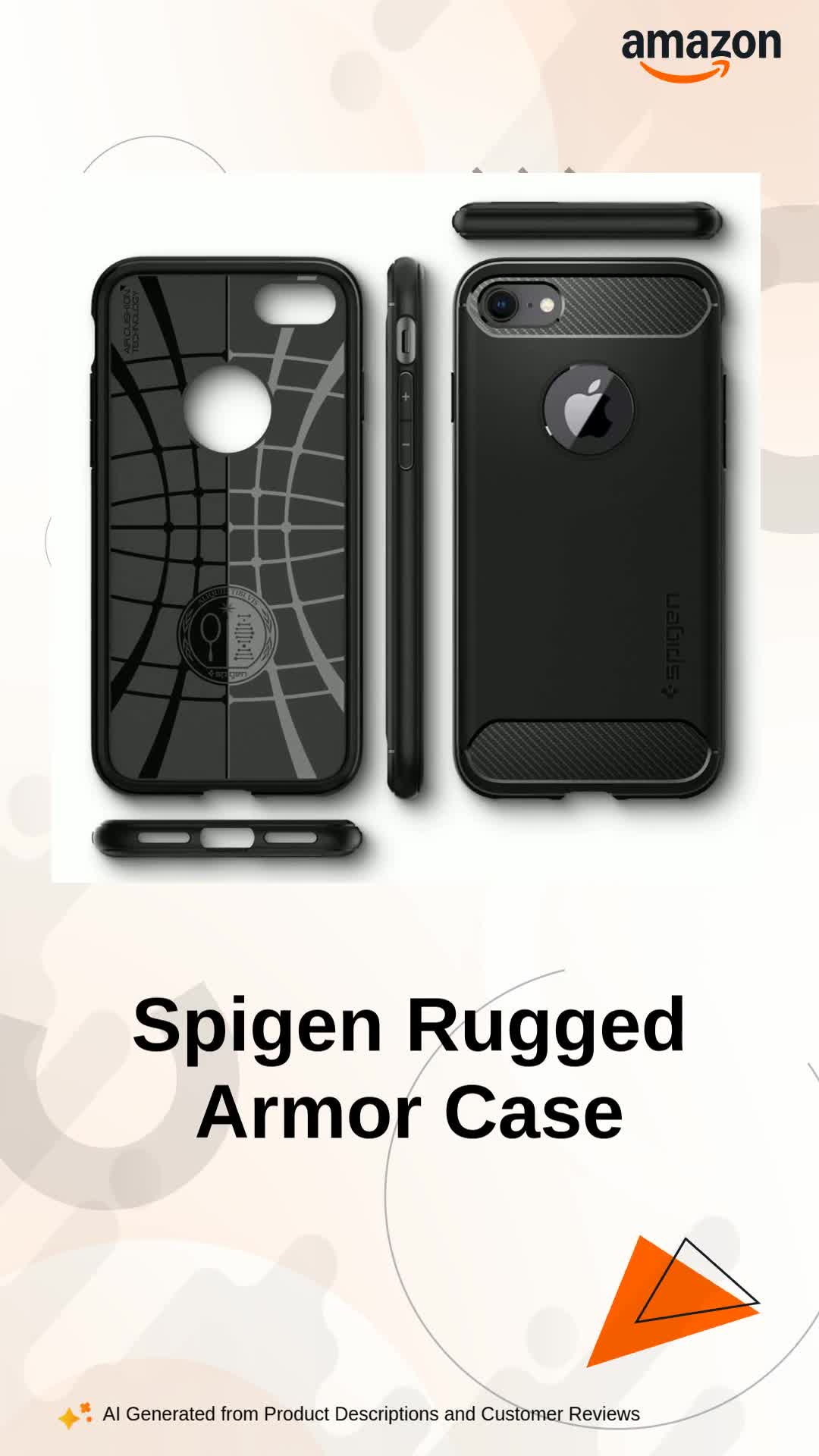 Spigen Rugged Armor Back Cover Case for iPhone 8/7, Carbon Fiber