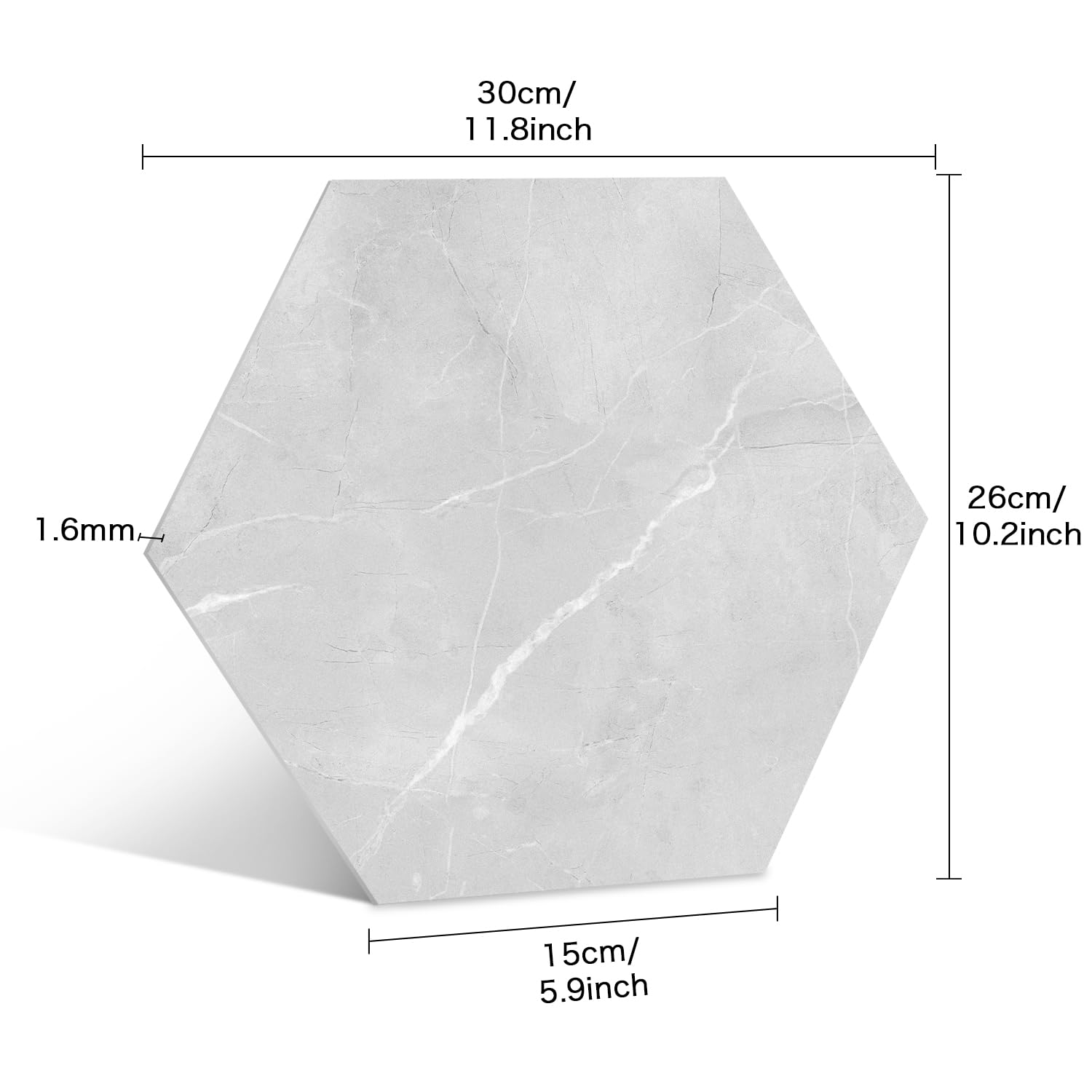 Snapklik.com : MORCART 20-Pack Hexagon Vinyl Floor Tiles Gray Marble ...