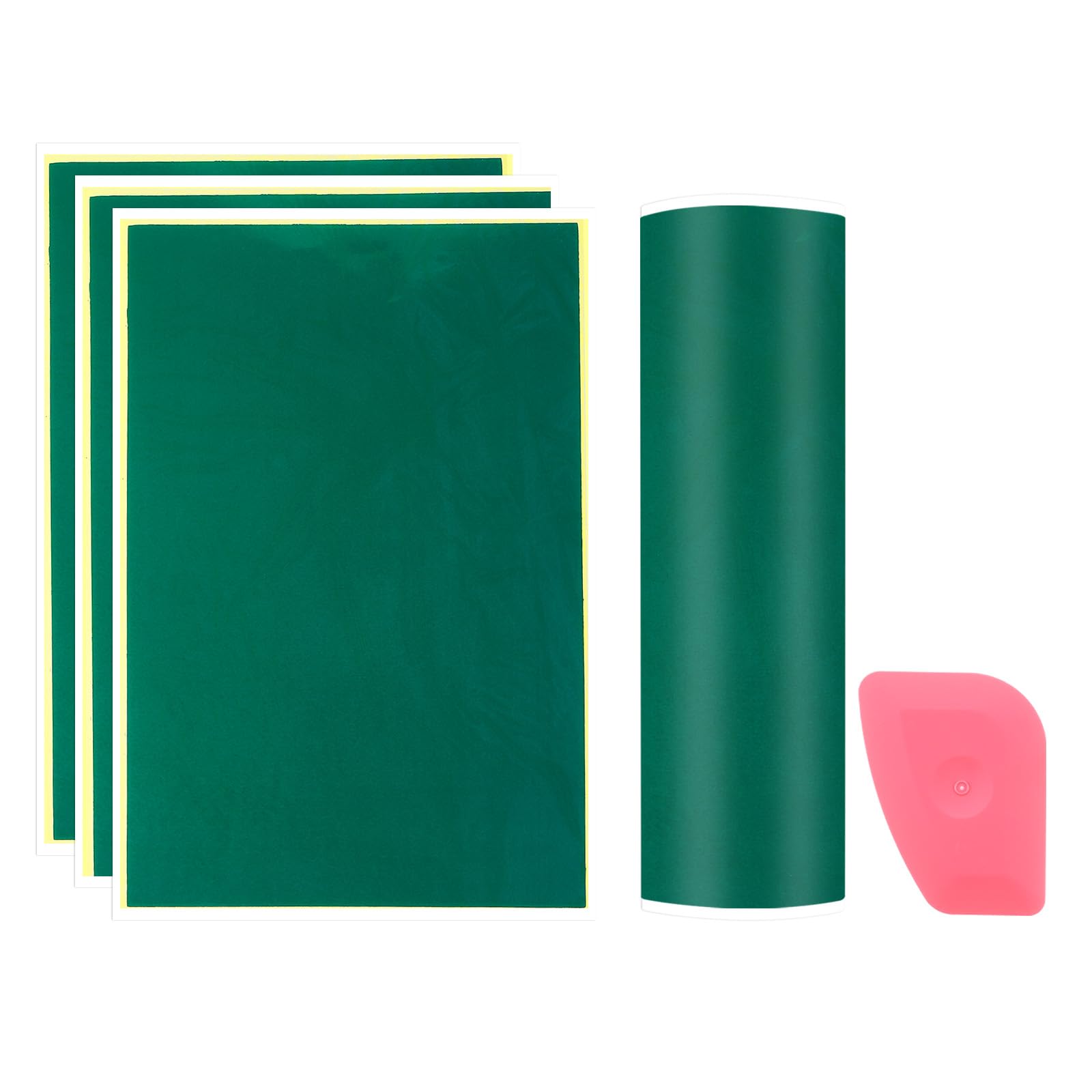 PATIKIL 15.3x10.4 Inch Laser Engraving Paper, 4 Pcs Laser Engraving Marking Color Paper with Red Scraper for Fiber Laser Marking and Engraving on Metal Ceramics Glass, Green