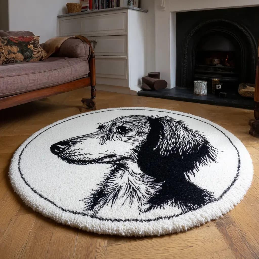 WallustrioaW Round Latch Hook Rug Kits Dog for Adults and Starter 50 * 50Cm