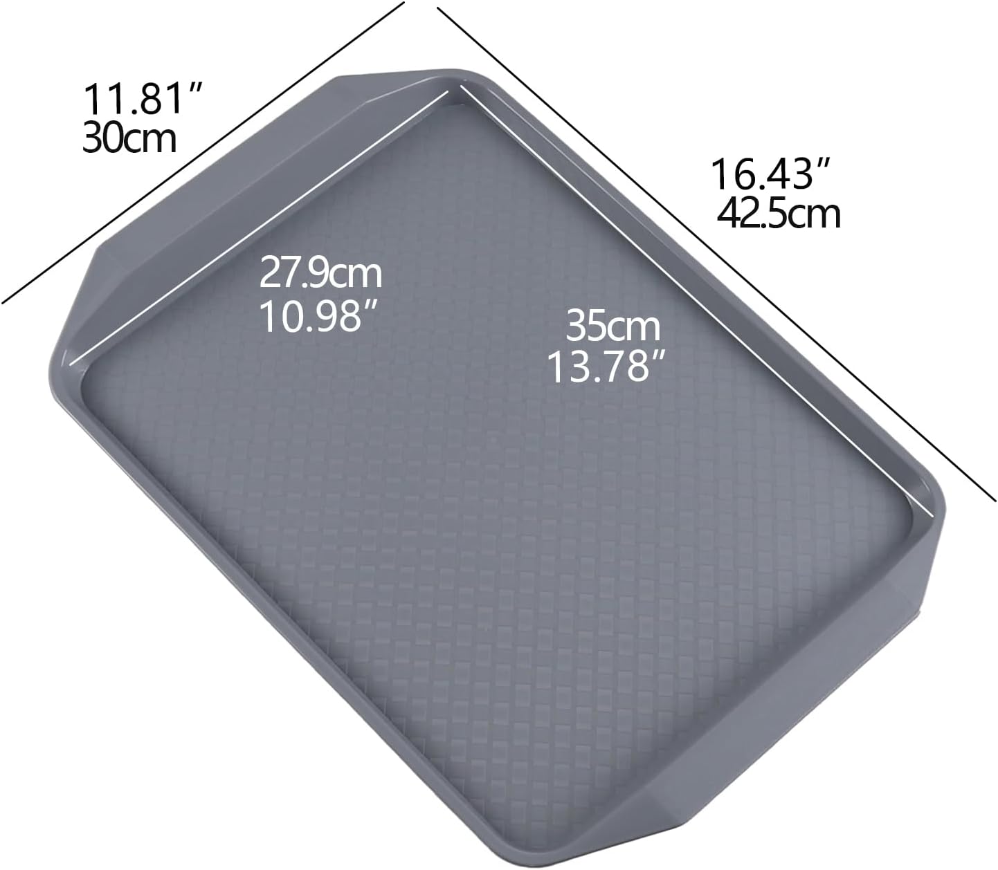 12-Pack Plastic Fast Food Trays, Cafeteria Serving Tray, Gray - Image 2