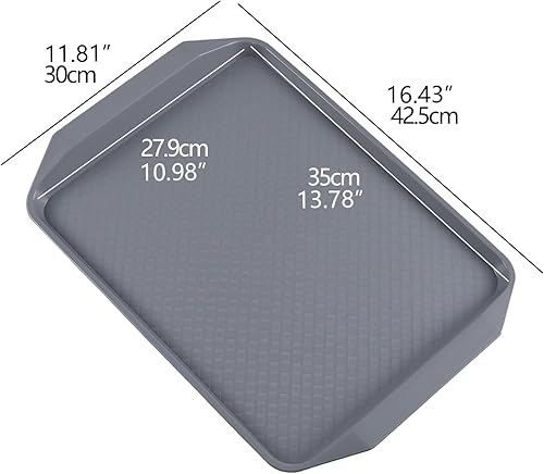 Miniatura 2 de Paquete de 12 bandejas de plástico para comida rápida, bandeja para servir cafetería, gris