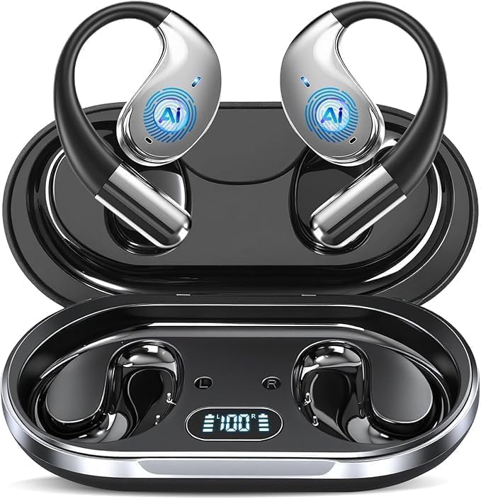 AI Ecouteur Traducteur Vocal Instantané, 60H Bluetooth 5.4 Ecouteurs sans Fil Open Ear avec 164 Langues, 3 en 1 Écouteur Traduction Vocale Instantanée, 7 Modes de Traduction, pour Affaires/Études