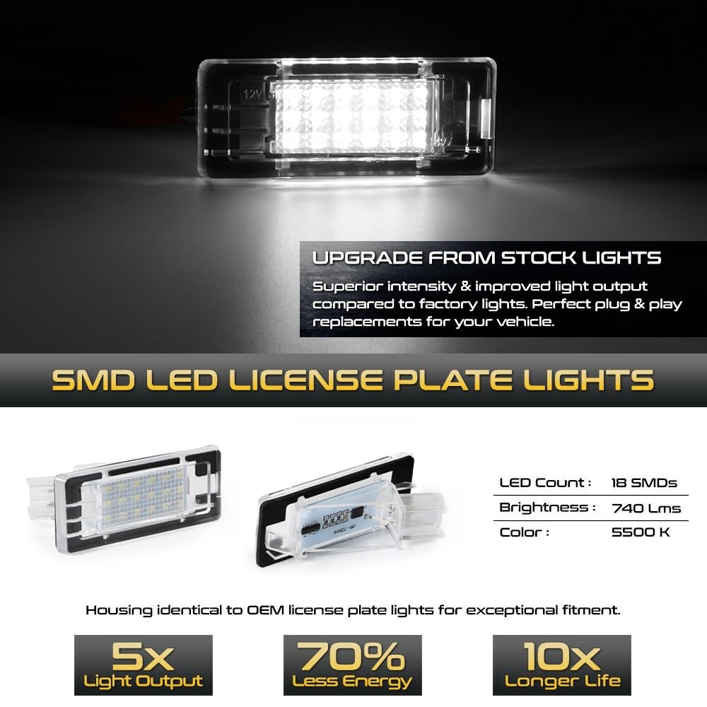 2 Luci LED Per Targa Auto Bianche Canbus - Compatibili Con Renault Captur, Laguna, Scenic, Duster