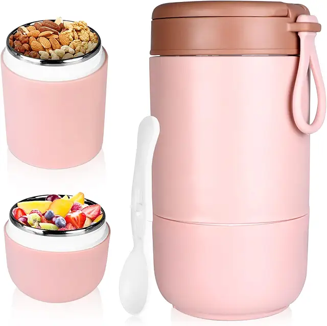 Boîte Alimentaire Isotherme 800ML avec Cuillère - Thermos Acier Inoxydable Double Couche