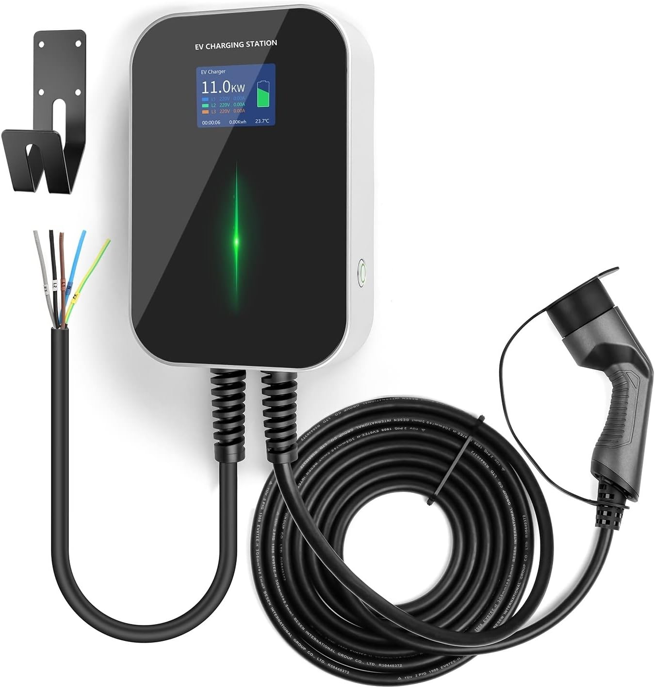 inBEKEA Cargador EV Cargador EV 16A Estación de Carga trifásica para vehículos eléctricos con Cable Tipo 2 IEC 62196-2 (Color: 16A-3Phase-11KW, Tamaño: Nero) (16a3phase11kw Nero)