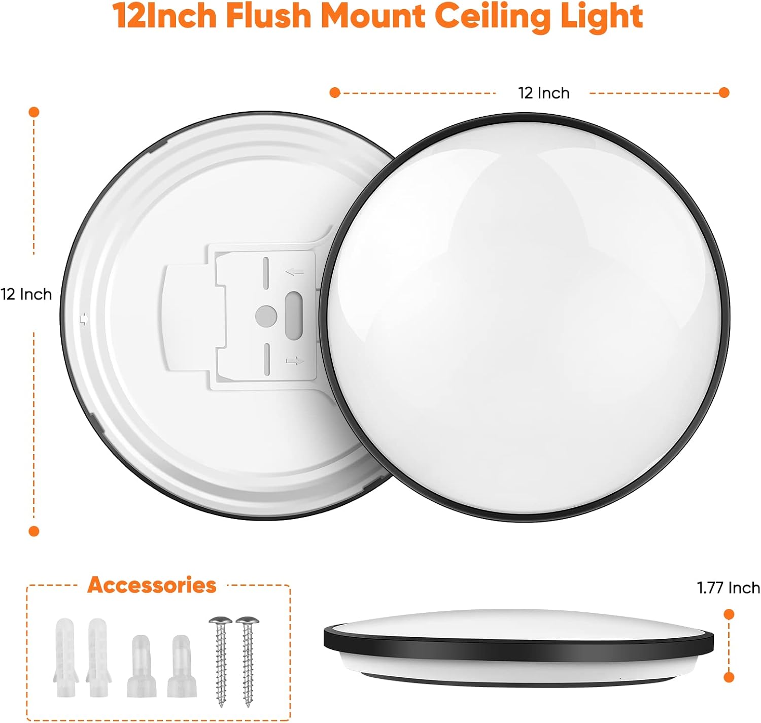 VSATEN Flush Mount Ceiling Light Fixture, 12 inch 24W Round LED Ceiling Light Fixtures Remote Control for Bedroom Kitchen Dinning Room Hallway Light