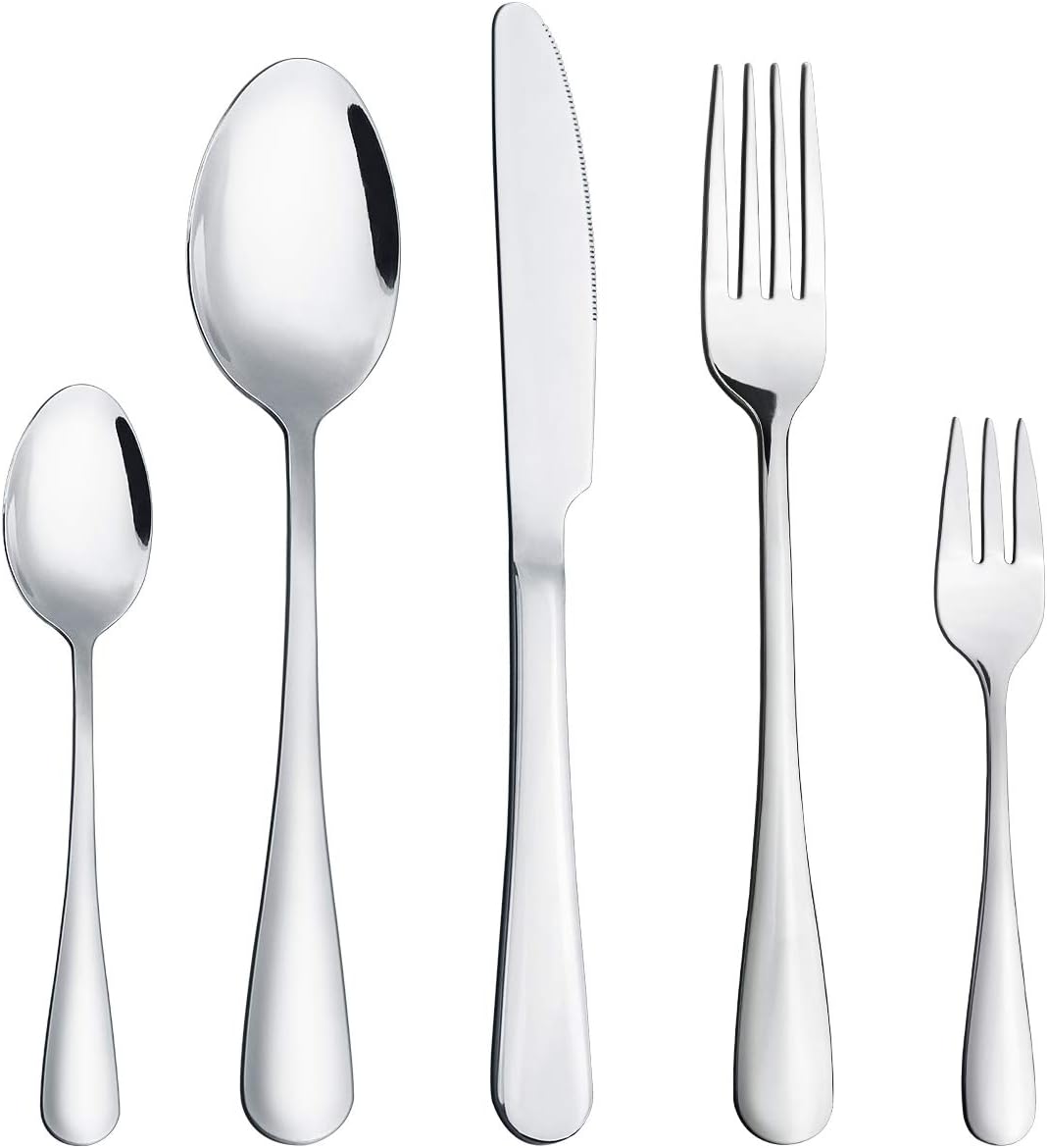 60-Piece Food Grade Stainless Steel Flatware Set, Hippih Decor Anti-Scald Dinnerware Sets for 12 Include Knife/Fork/Spoon