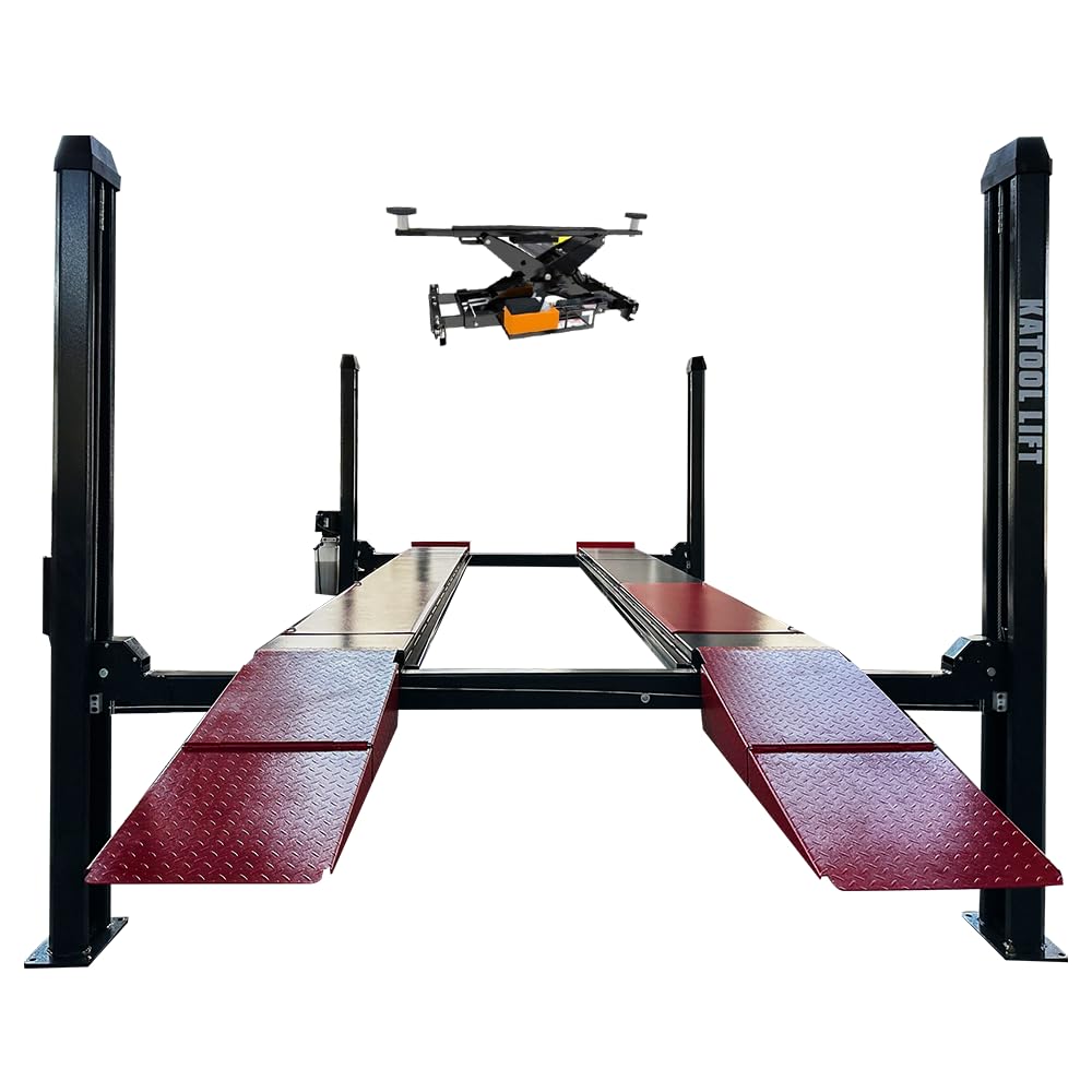 KATOOL KT-4H120x 4-Post Lift in packaging on a trailer