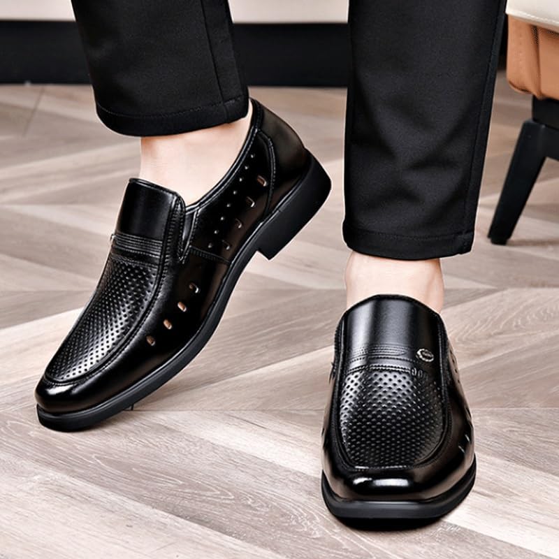 Men's Breathable Leather Wingtip Brogue Oxfords Men's Business Casual Loafers Patent Leather Formal Oxford Slip On Dress Shoes2