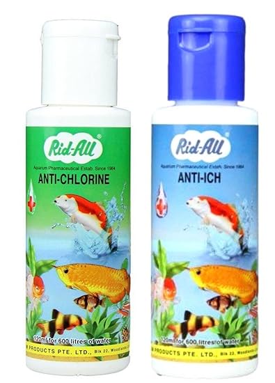 Rid All Anti - ich Anti - Chlorine Aquatic Remedies Disease Control Medicine for Fresh Water Medication for Salt Water Tropical Fish (Combo 2)