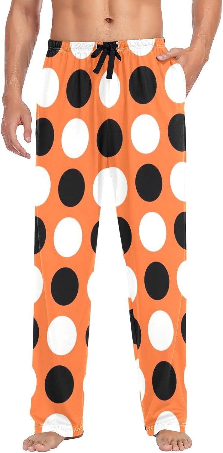 susiyo Halloween Pattern Polka Dots Mens Pajama Pants Loose Fit Thin Pj Bottoms for Men
