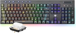 Hexgears x Hyeku 薄型ゲーミングキーボード 薄型設計 2モードワイヤレスRGBメカニカルキーボード 専用メディアコントロール クリッキーホワイトスイッチ (ブラック)